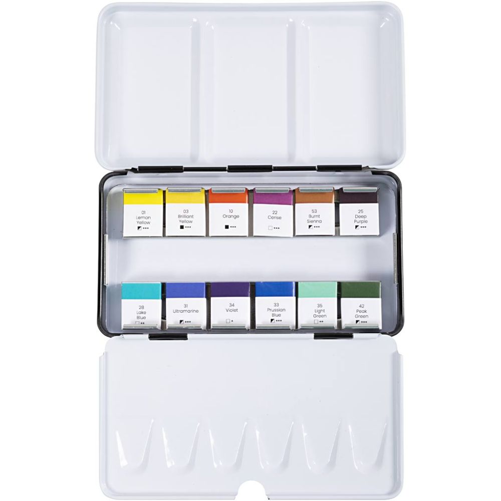 Art Watercolour Paint - ½ Pan (12 Colours)