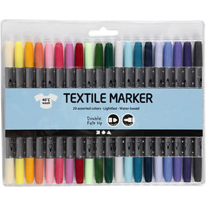 Textile Markers, line width: 2.3+3.6 mm, 20 pcs, a