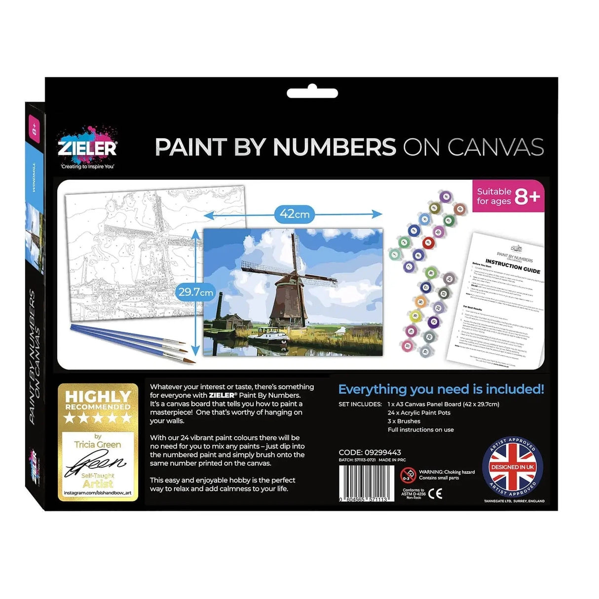 Zieler A3 Paint By Numbers Set - Windmill