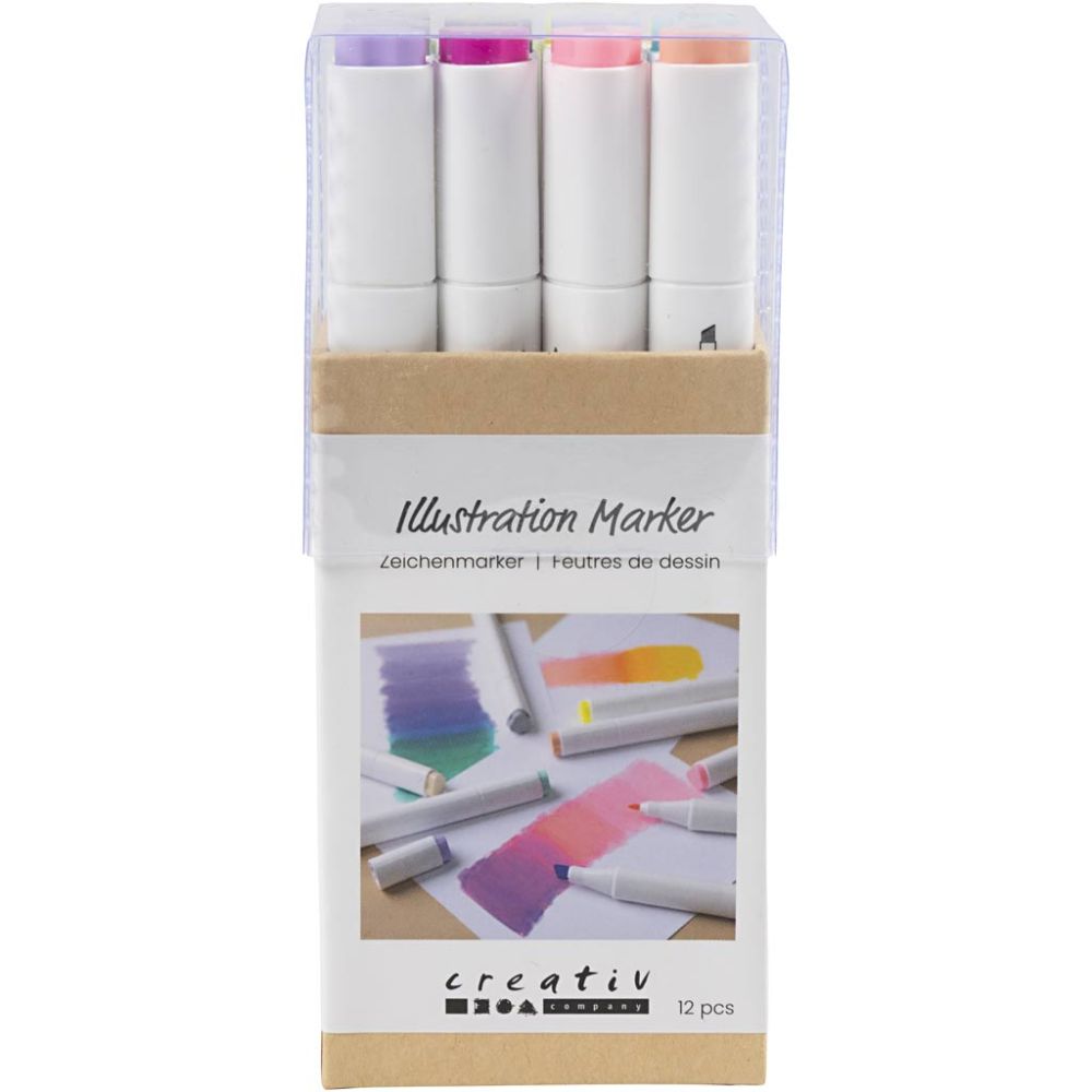 Illustration Markers - Pastel Colours 1+8mm (12 Pack)