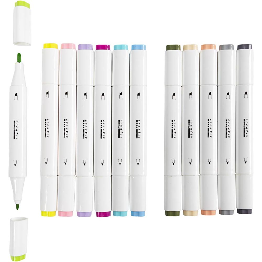 Illustration Markers - Pastel Colours 1+8mm (12 Pack)