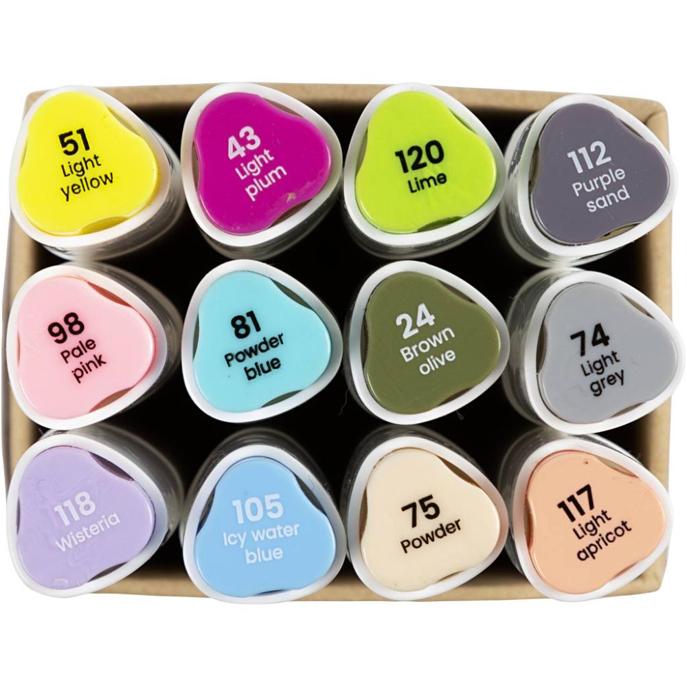 Illustration Markers - Pastel Colours 1+8mm (12 Pack)