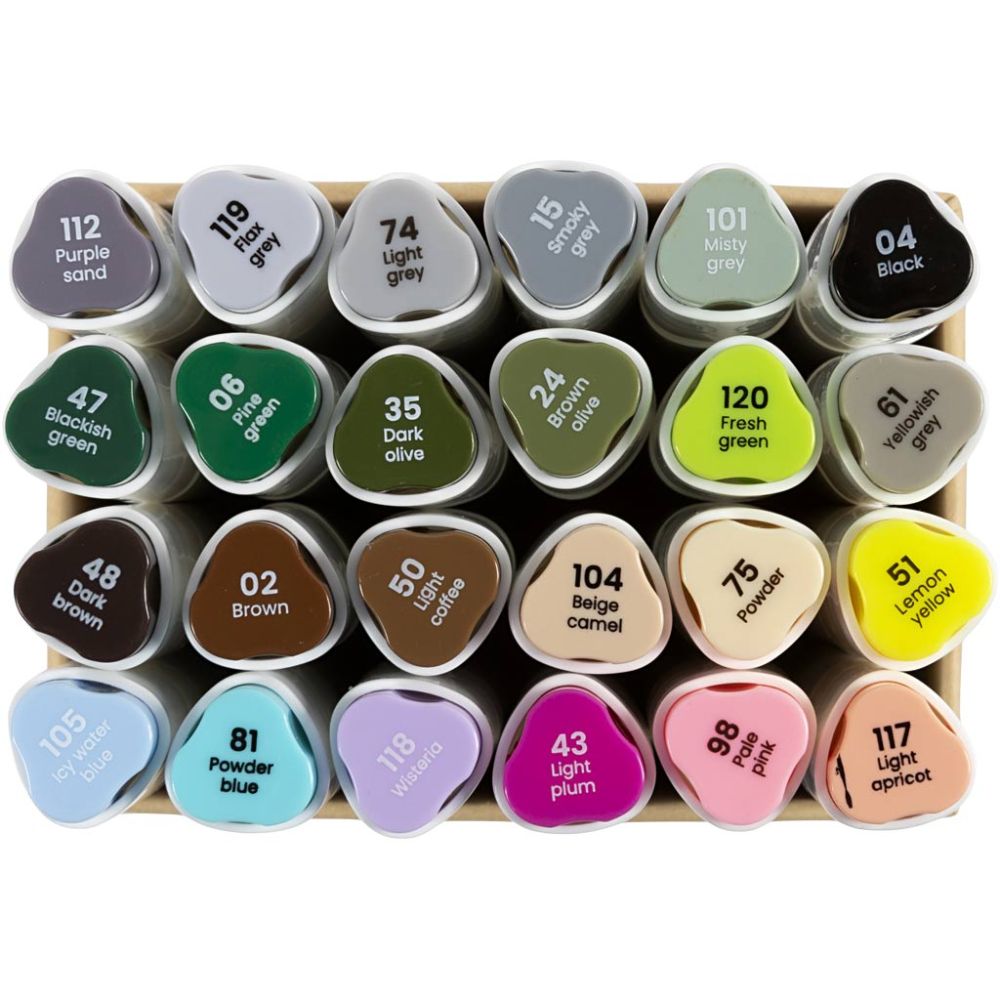 Illustration Markers - Pastel Colours 1+8 mm (24 Pack)