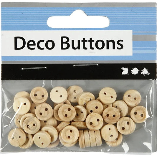Wooden Buttons 8 mm, 2 Holes (50 Pack)