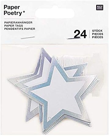 Rico Design Silver Star Hanging Labels (24 Pack)