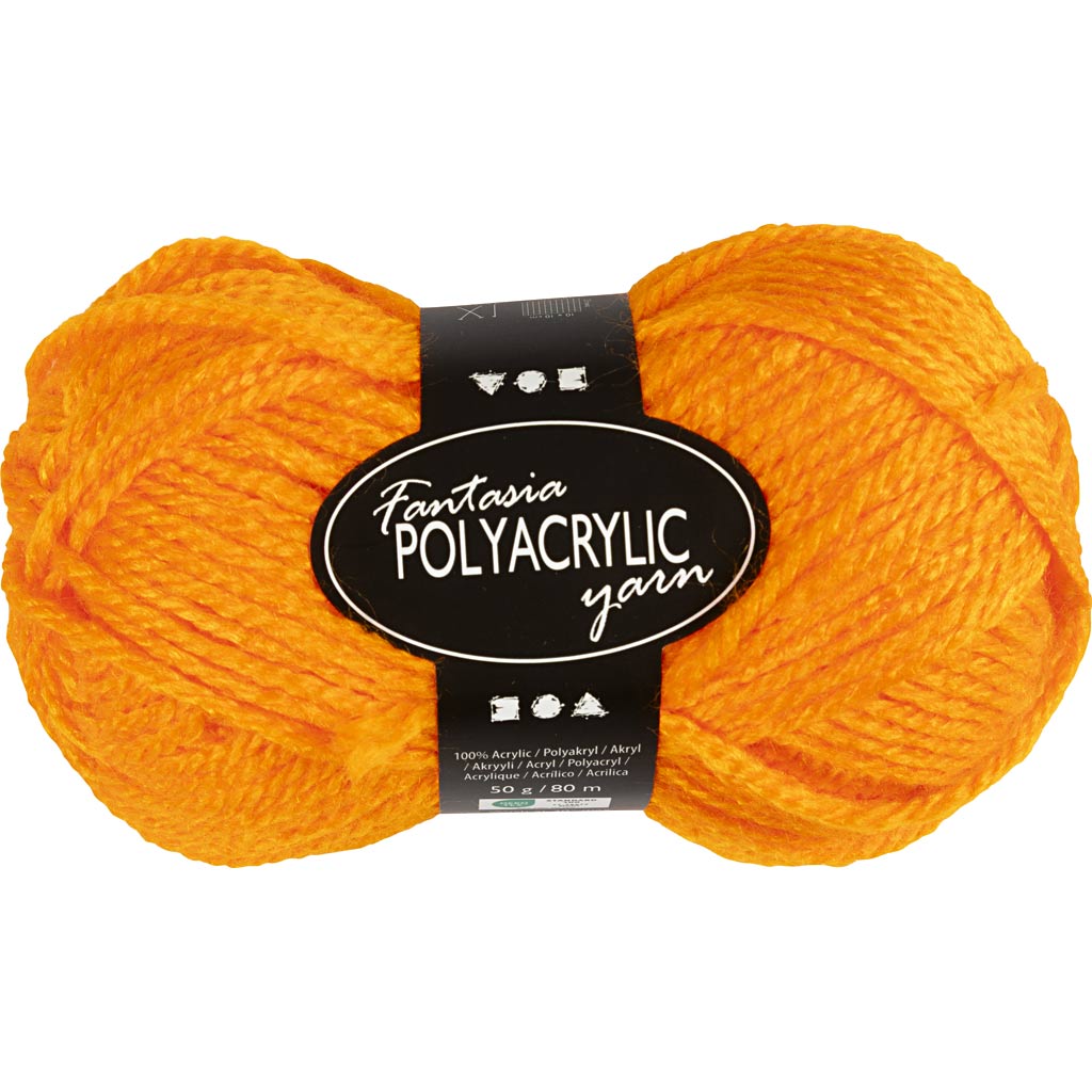 Fantasia Acrylic Yarn L: 80m Needle 45-5 - Neon Orange 50g Ball