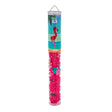 Pink puzzle toy inside a cylindrical container with a blue label on a white background