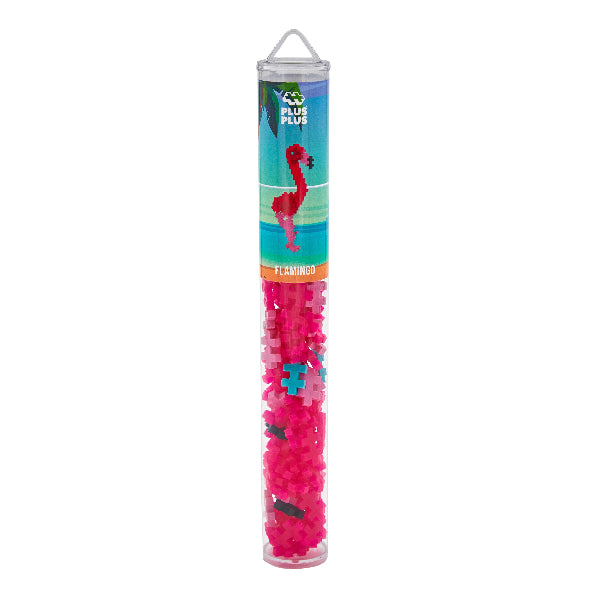 Pink puzzle toy inside a cylindrical container with a blue label on a white background