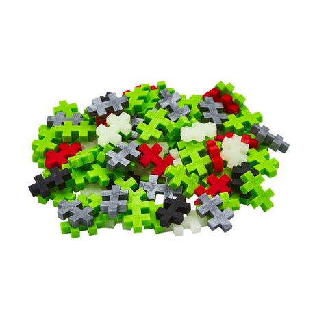 Colorful pixelated bricks on a white background