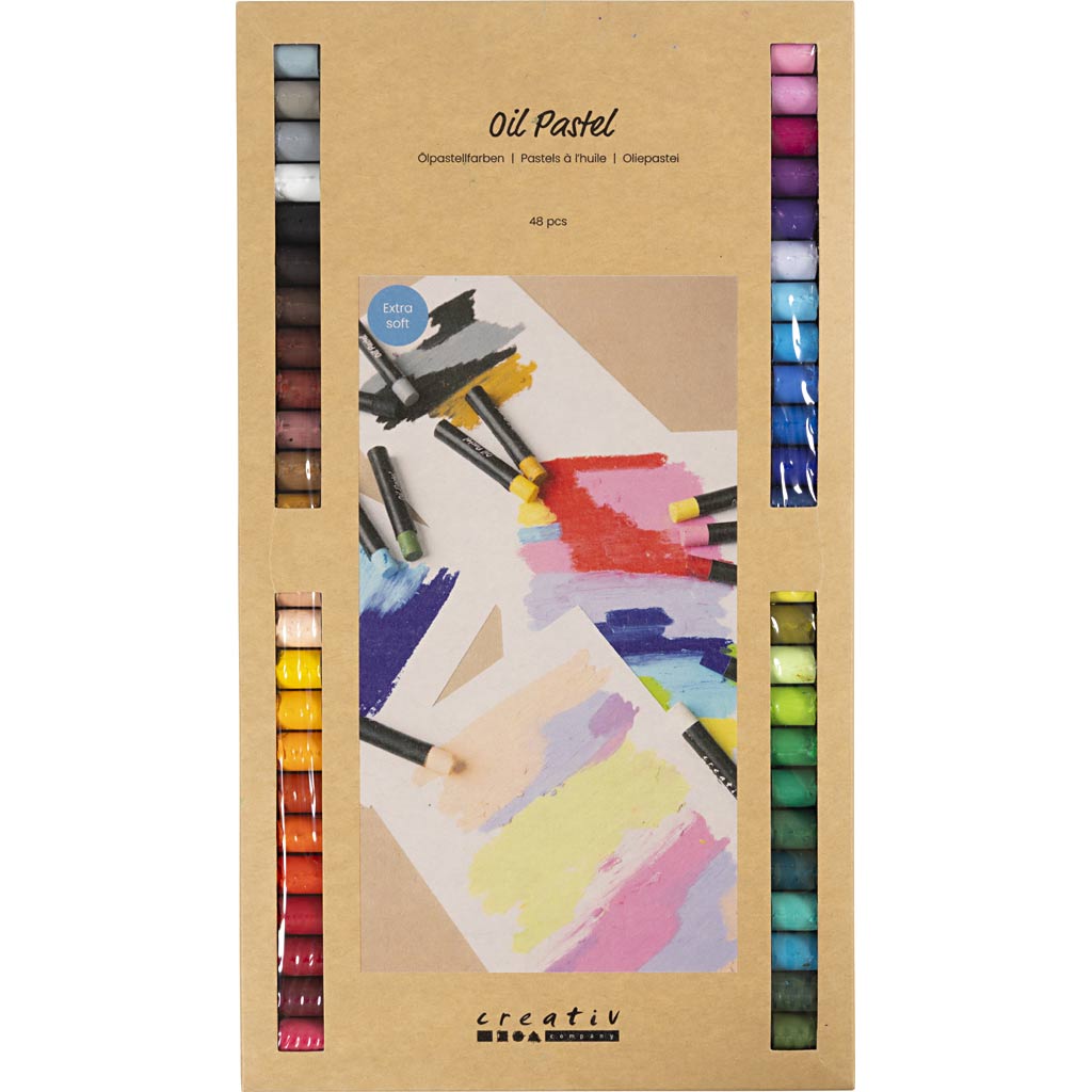 Oil Pastels L:7cm Thickness 11mm  - Assorted Colours (48 Pack)