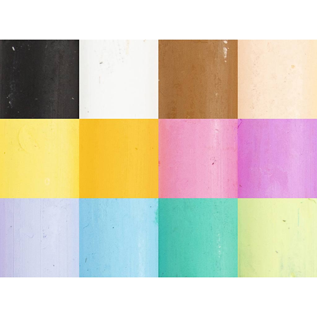 Oil Pastels L:7cm Thickness 11mm - Pastel Colours (12 Pack)