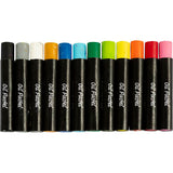 Oil Pastels L:7cm Thickness 11mm - Standard Colours (12 Pack)