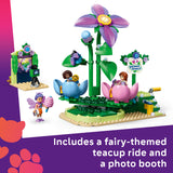 LEGO set with fairy-themed teacup ride and photo booth on a white background