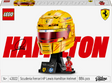 LEGO Scuderia Ferrari HP Lewis Hamilton Helmet set packaging with helmet and figure on a white background
