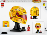 LEGO helmet model with branding and accessories on a white background