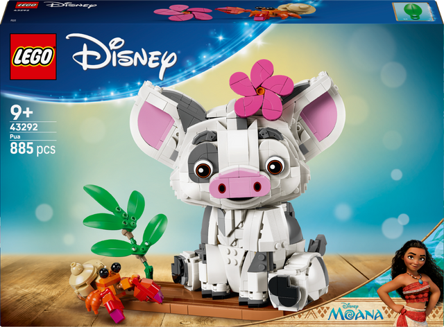 LEGO Disney Moana Pua building set packaging with character and scenic background