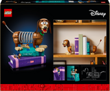 LEGO Disney collection featuring a dog toy with a shelf display and technical diagram.