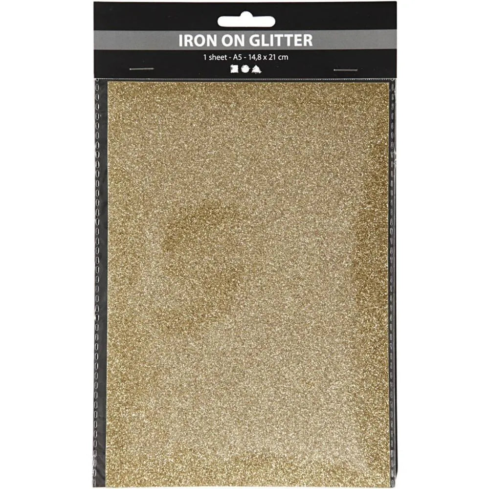 Iron on Foil - Glitter Gold in A5 Size (1 Sheet)