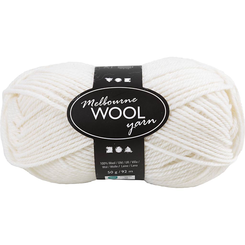 Melbourne Wool Yarn L: 92m Needle 4-5.5 Off-White 50g Ball
