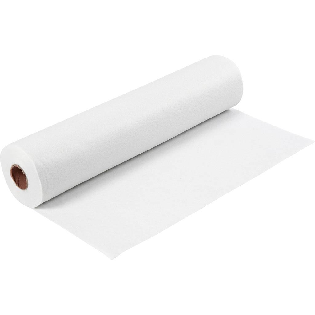 Craft Felt W: 45cm Thickness 1.5-2mm 180-200g White 5m Roll