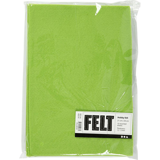 A4 Felt Sheets - Light Green (Pack of 10)