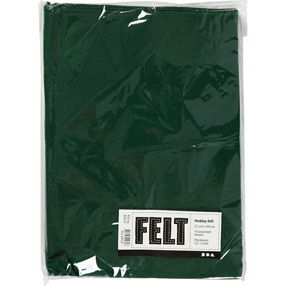 A4 Felt Sheets - Dark Green (Pack of 10)