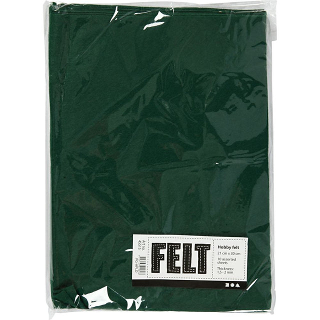A4 Felt Sheets - Dark Green (Pack of 10)