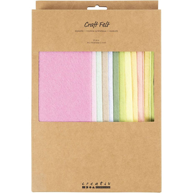 Craft Felt A4 210x297mm - Pastel Colours (10 Pack)