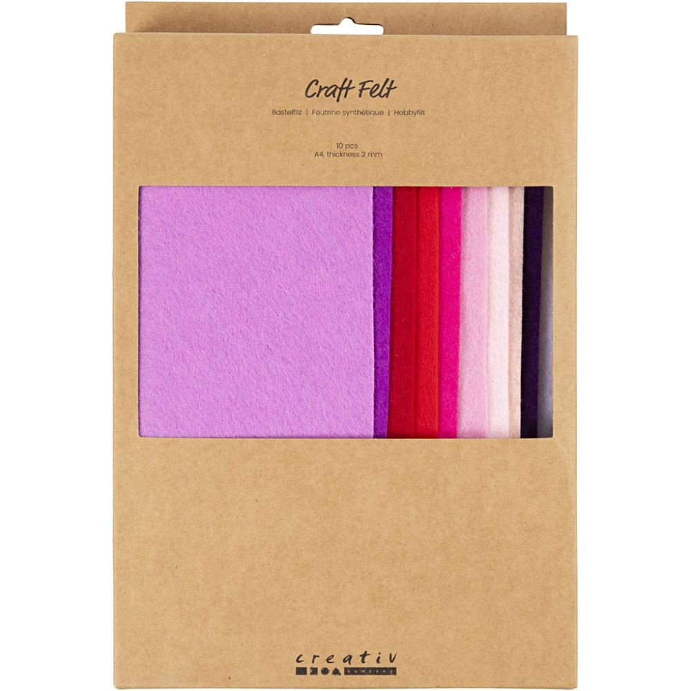 Craft Felt A4 210x297mm - Purple/Pink (10 Pack)