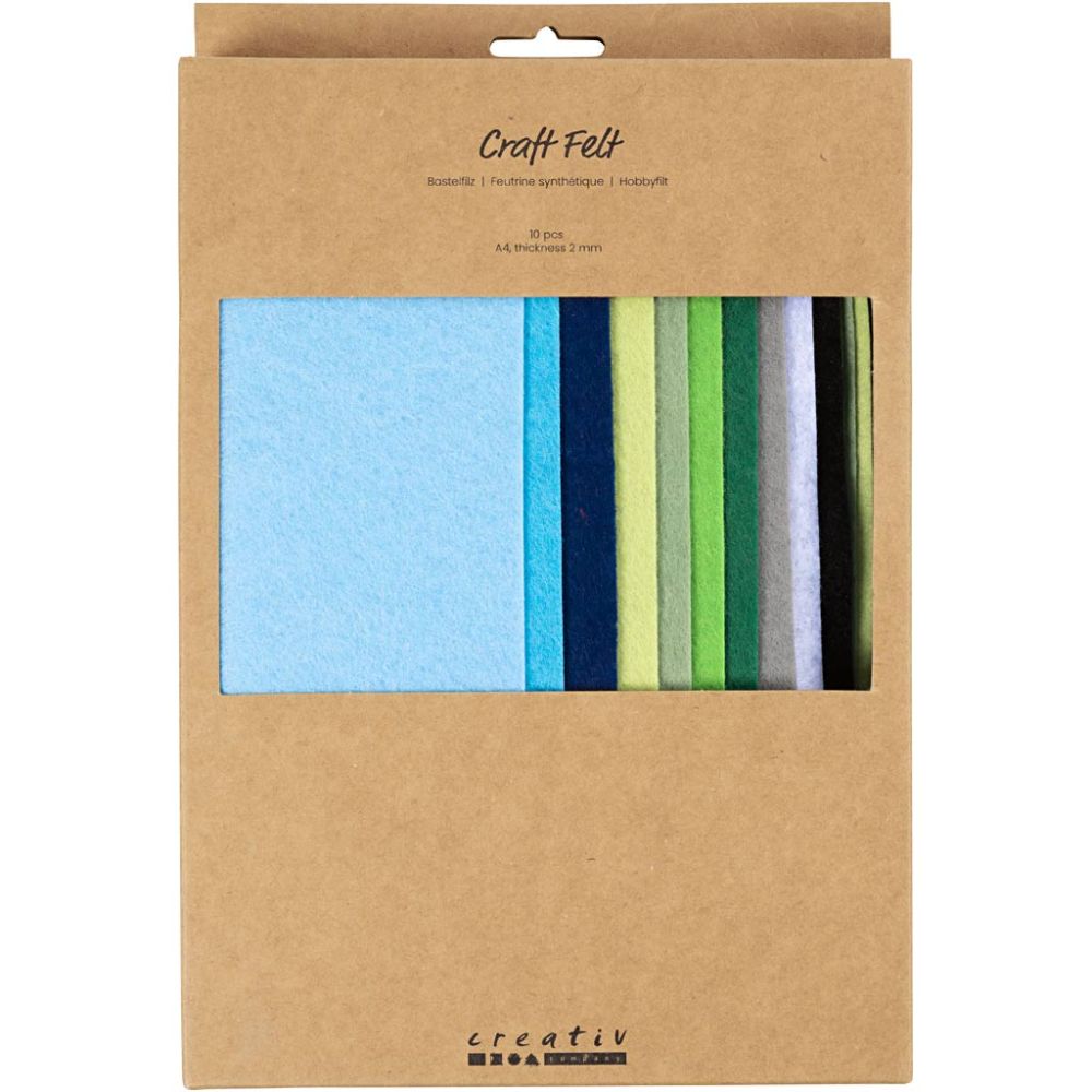 Craft Felt A4 210x297mm - Blue/Green (10 Pack)