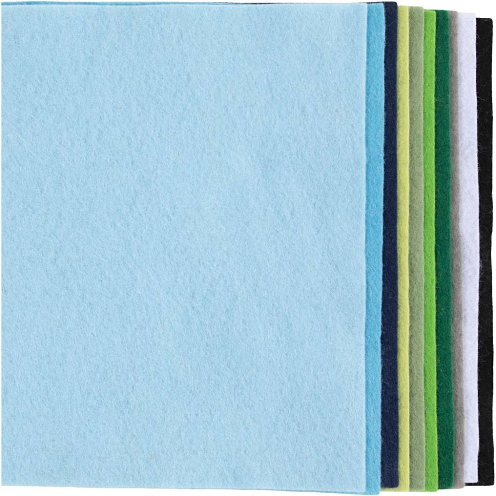 Craft Felt A4 210x297mm - Blue/Green (10 Pack)