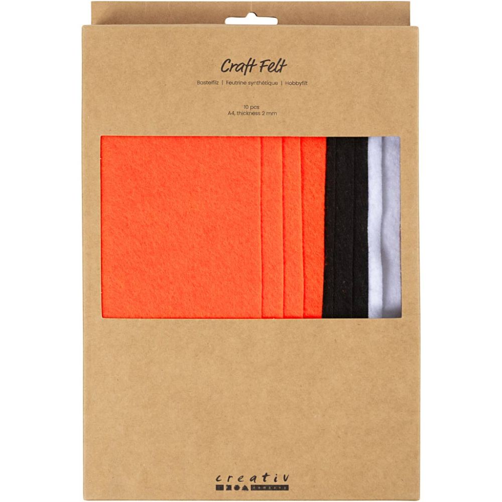 Craft Felt A4 210x297mm - Halloween Colours (10 Pack)