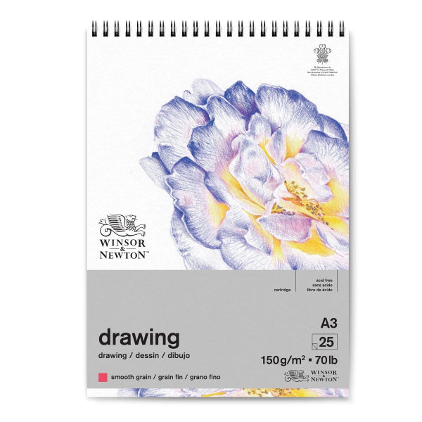 Winsor and Newton Smooth Grain Cartridge Pad 150gsm - A3 Spiral
