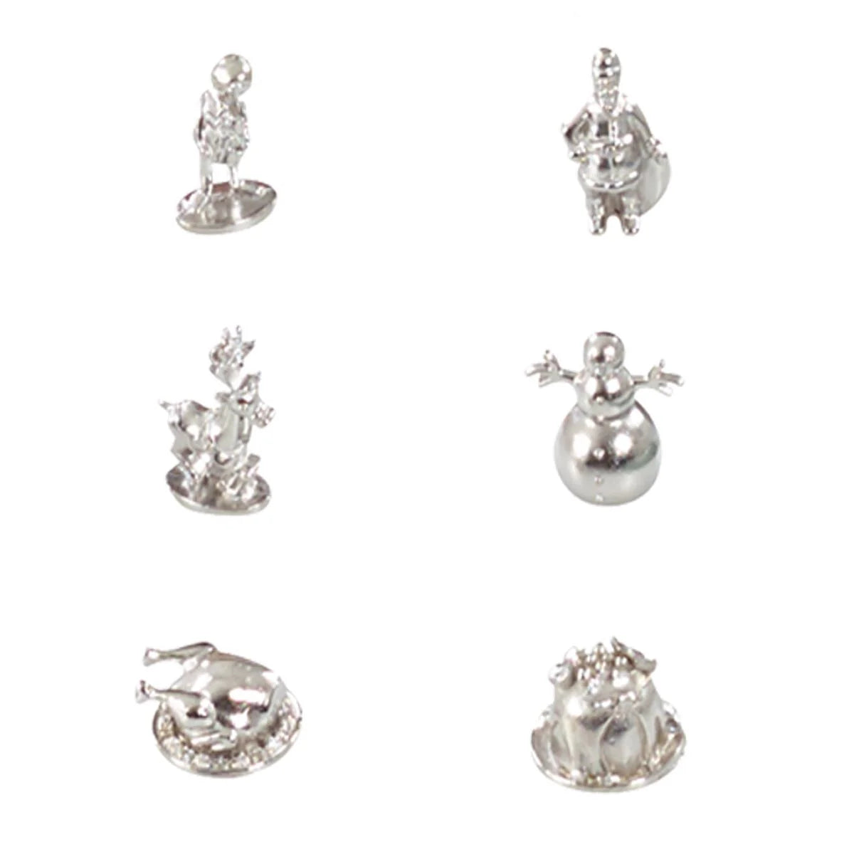 Set of silver figurines on a white background