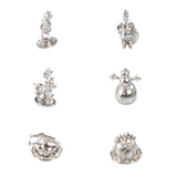 Set of silver figurines on a white background