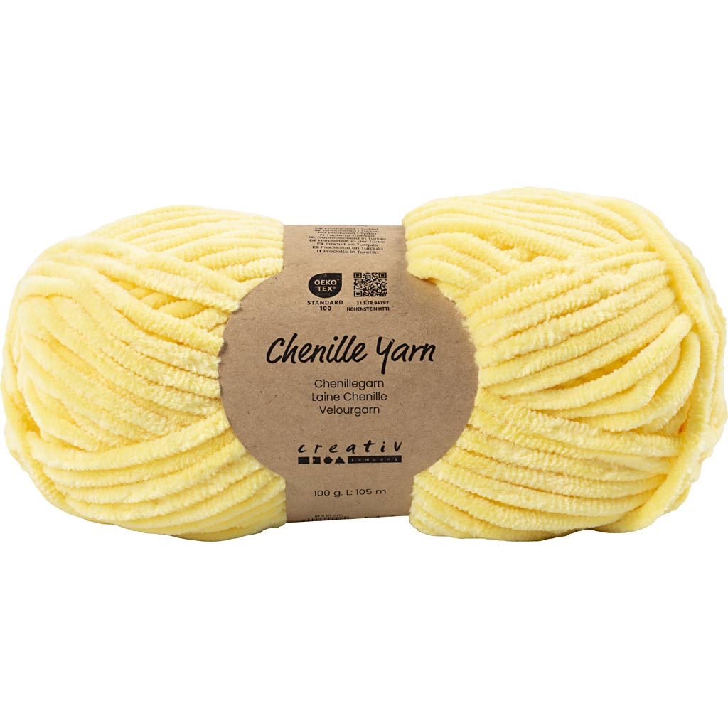 Velour Yarn L: 105m Needle 5-6 Light Yellow 100g