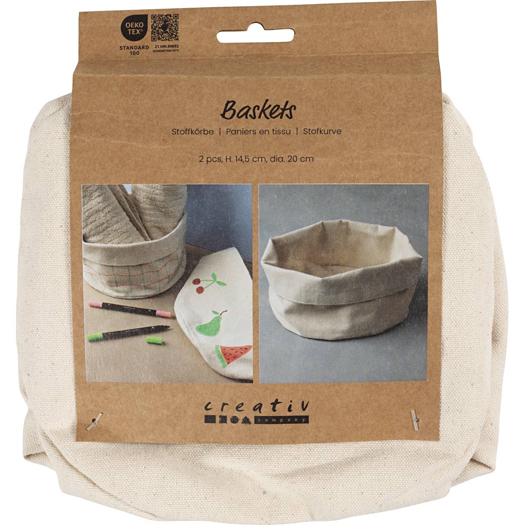 Fabric Baskets H:14/5cm Dia. 20 cm Natural (2 Pack)