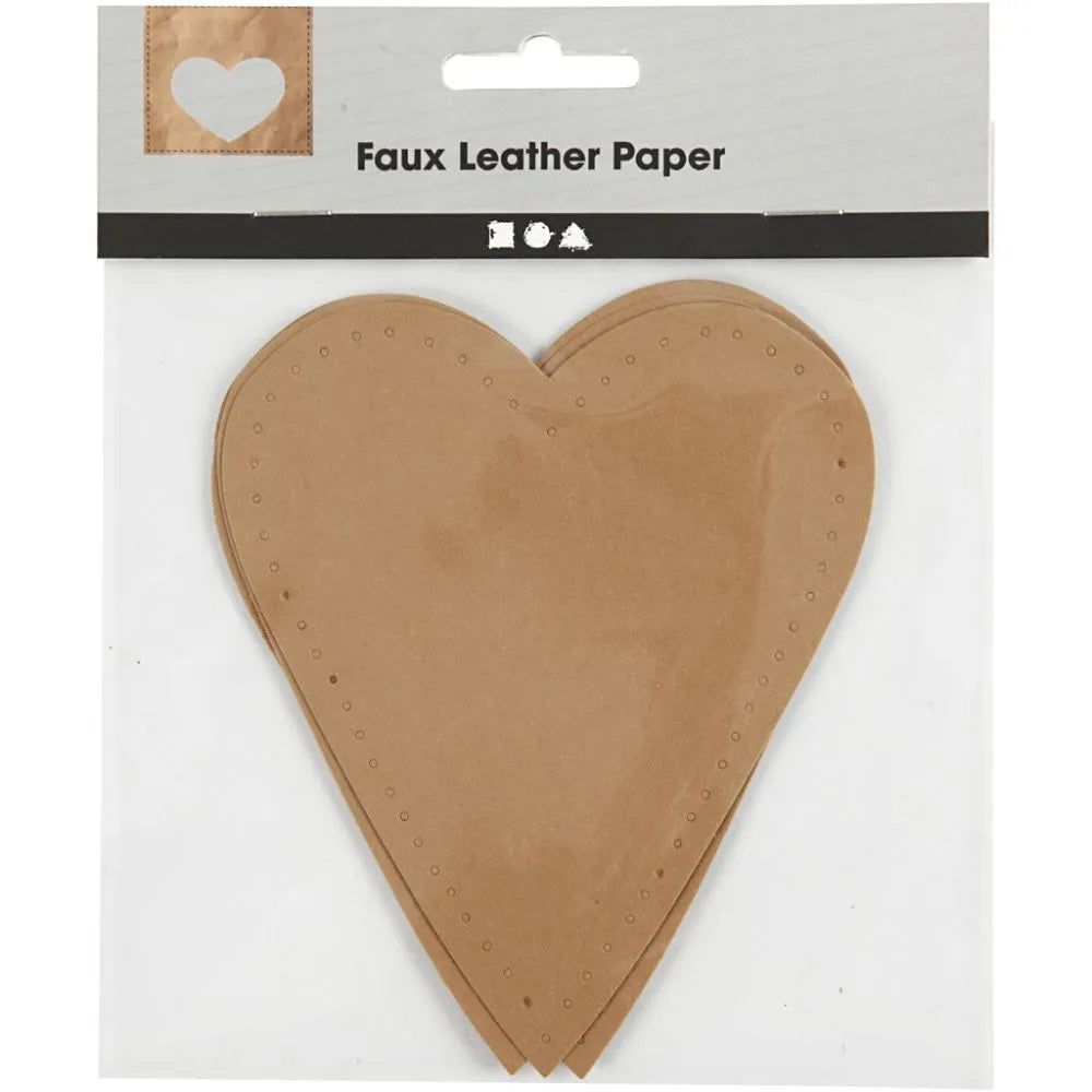 Creativ Faux Leather 12x10cm Heart - Natural (4 Pieces)