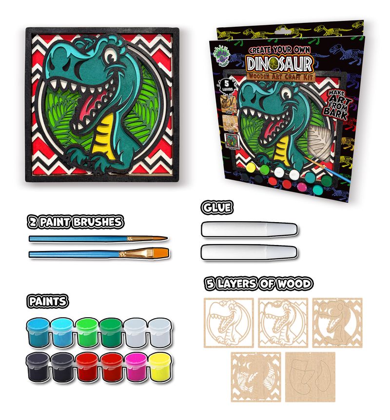 Splat Planet Wood Art Kit - Dinosaur