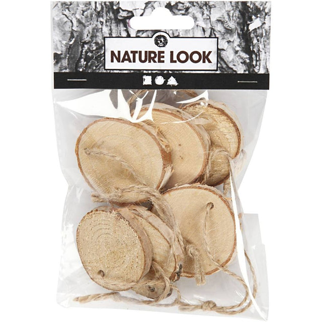 Wooden Disc With Hole For Cord 35-45mm (7 Pack)