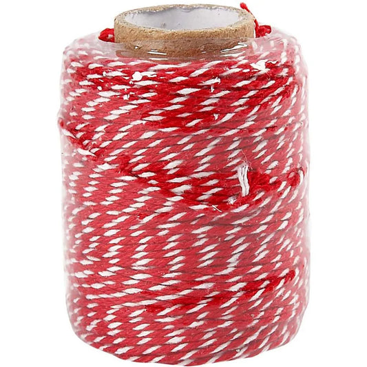 Cotton Cord Red/White -  Thickness 1.1 mm, 50 m | Art & Hobby
