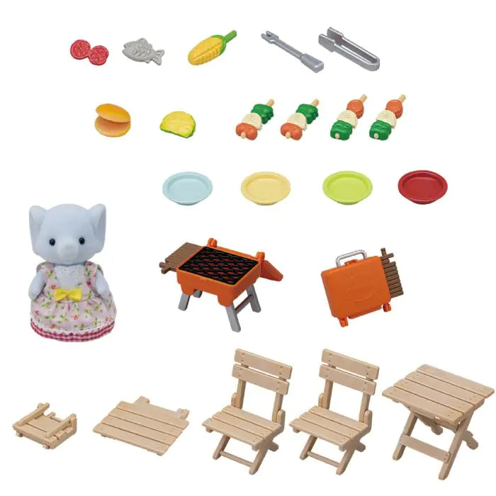 Sylvanian Families BBQ Picnic Set - Elephant Girl