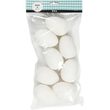 Goose Eggs, H: 8 cm, D: 5.5 cm, 8 pcs, white