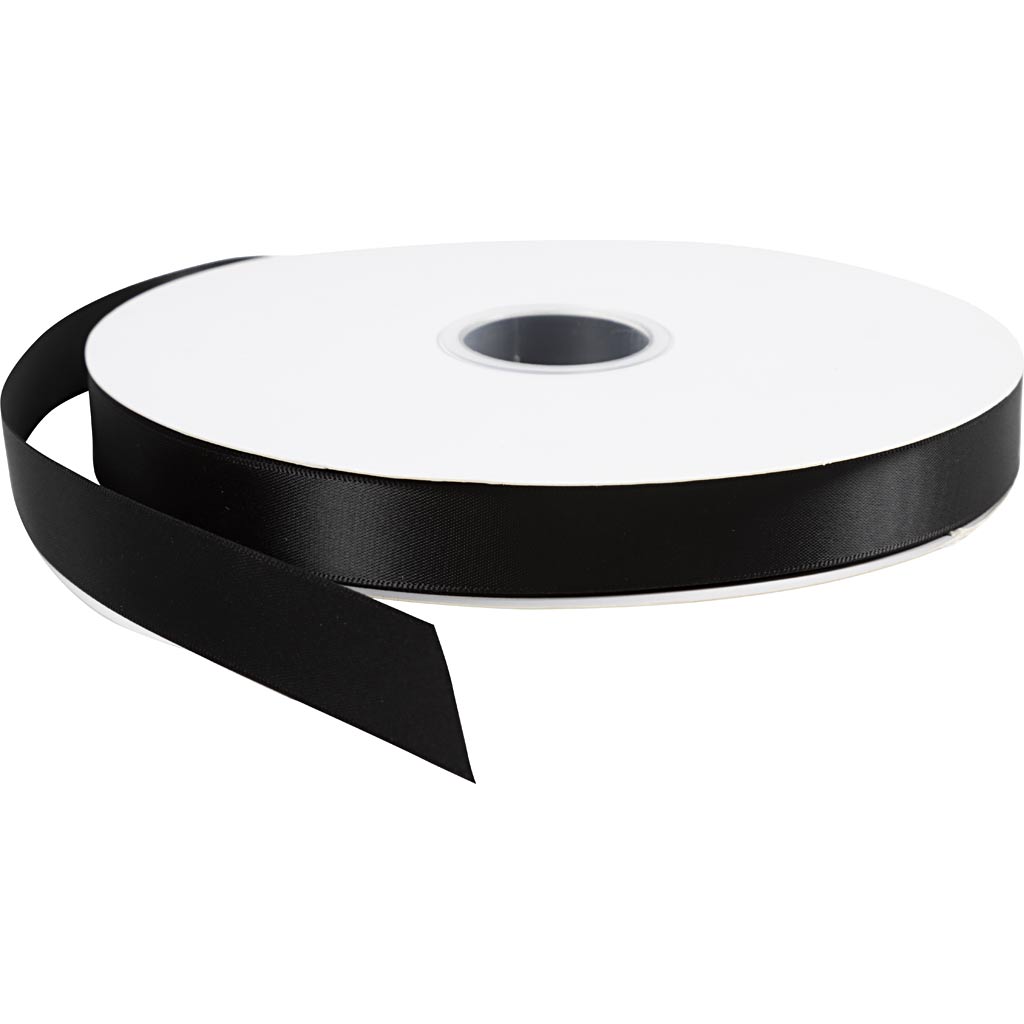 Satin Ribbon W: 20mm 100m Roll - Black