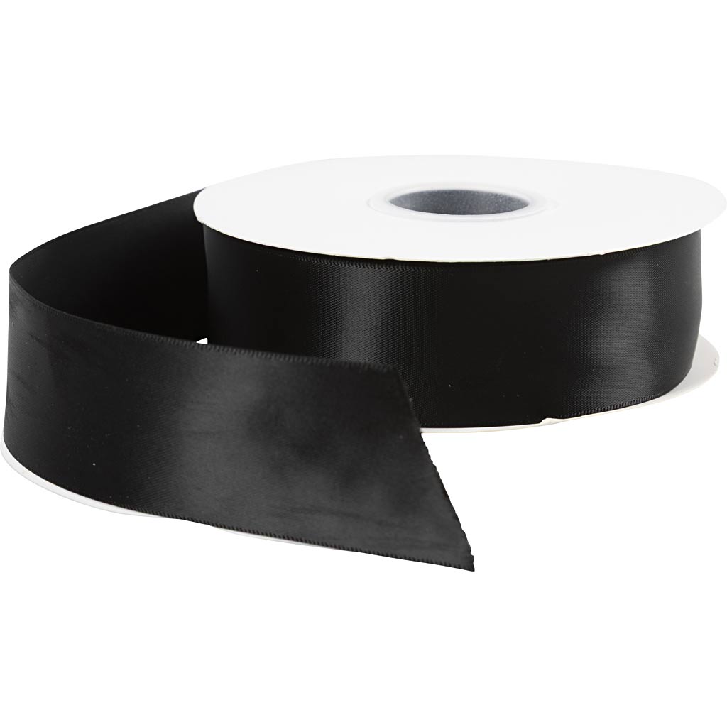 Satin Ribbon W: 38mm 50m Roll - Black
