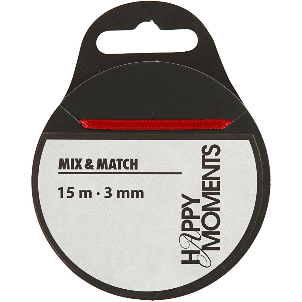 Satin Ribbon W: 3mm - Red (15m Roll)