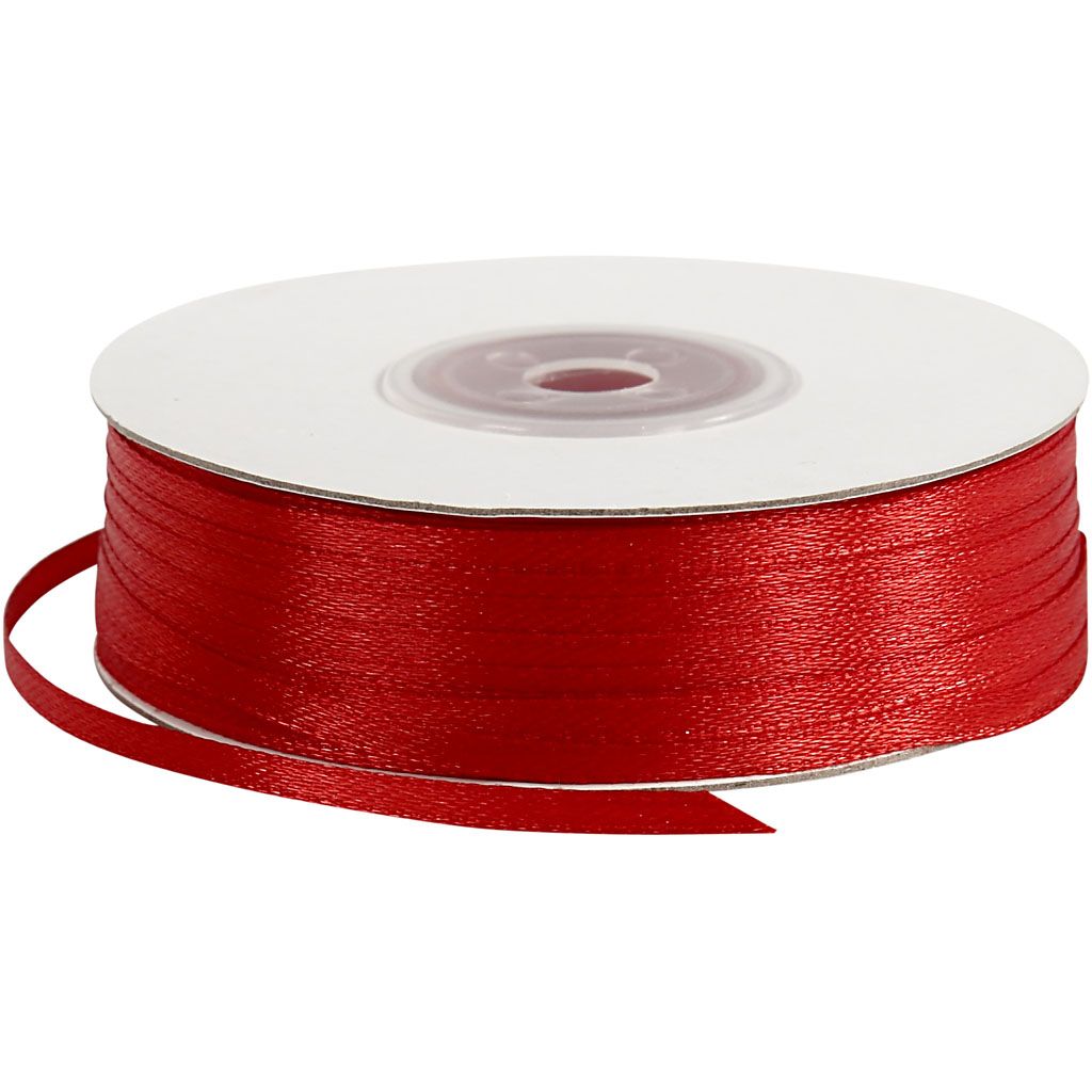 Satin Ribbon W: 3mm 100m - red