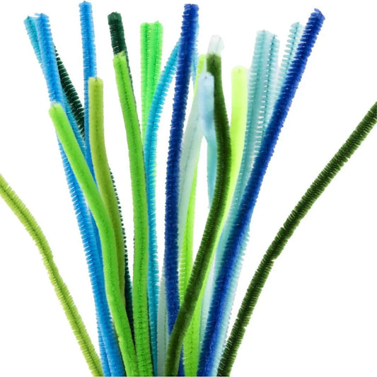 Chenille 30cm - Blue & Green (25 Pieces)
