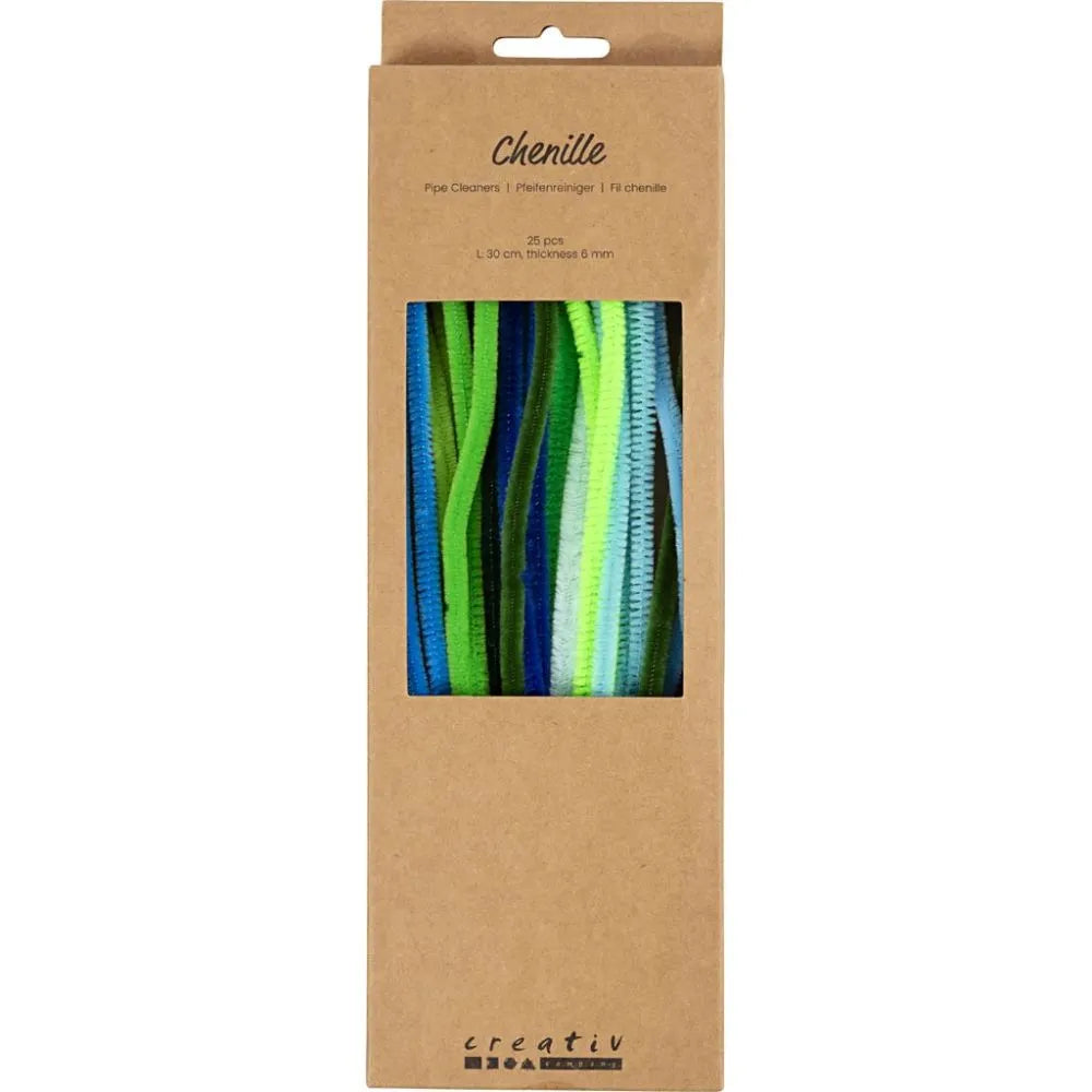 Chenille 30cm - Blue & Green (25 Pieces)
