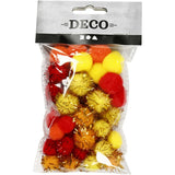 Pompoms - Orange, Red & Yellow (48 Pack)